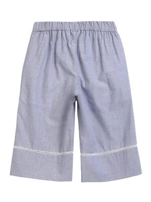 Girls White & Light Blue Long Woven Trouser